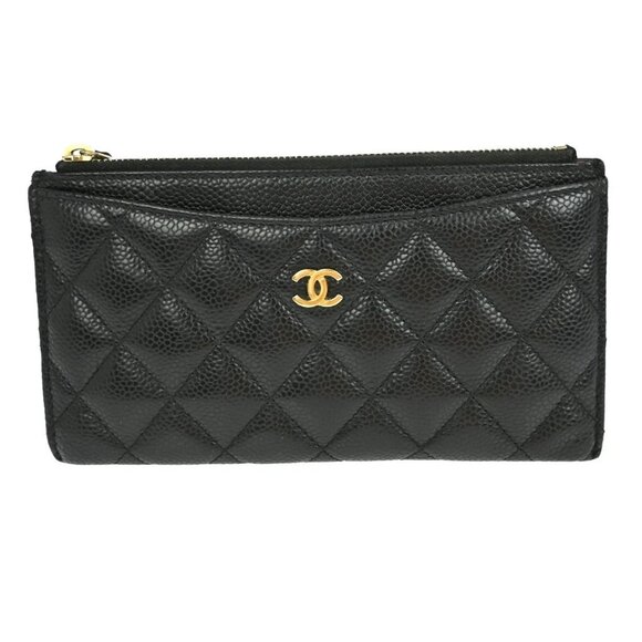 CHANEL Handbags - CHANEL LONG WALLET PURSE BLACK CALFSKIN NQ01702